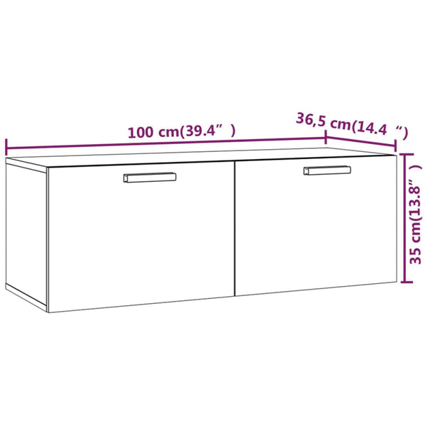 Grauer Wandschrank Marieana 100x36,5x35cm (Holz)