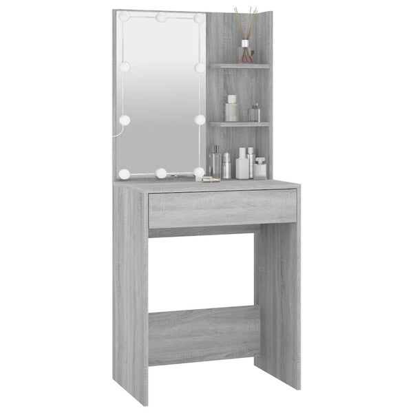 Grauer Schminktisch mit LED-Beleuchtung Corci 60x40x140cm