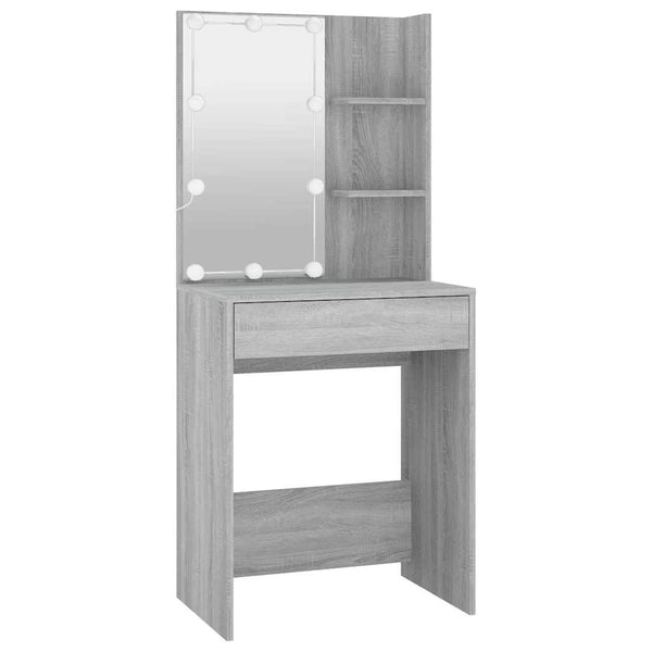 Grauer Schminktisch mit LED-Beleuchtung Corci 60x40x140cm