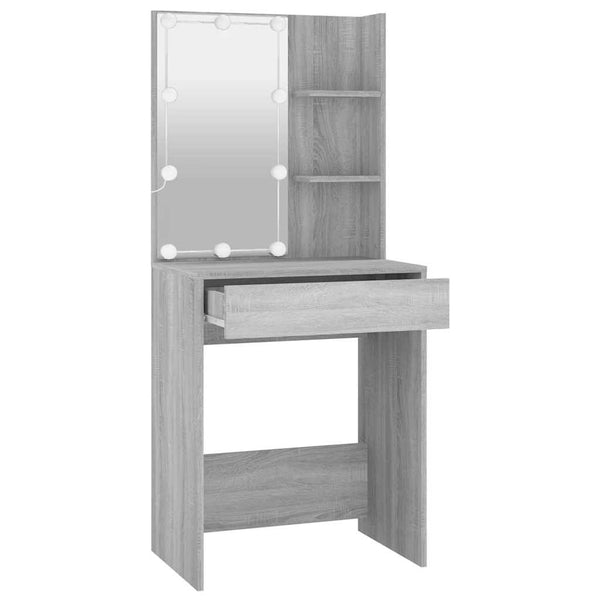 Grauer Schminktisch mit LED-Beleuchtung Corci 60x40x140cm