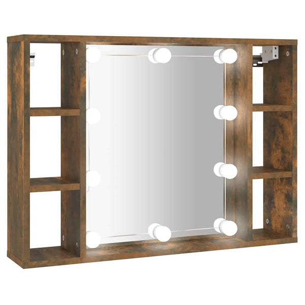 Spiegeleckschrank aus geräucherter Eiche mit LED-Beleuchtung Sergie 76x15x55cm