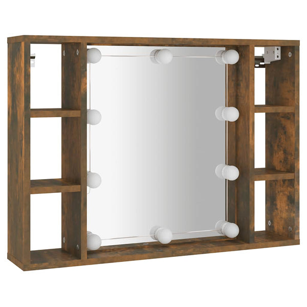 Spiegeleckschrank aus geräucherter Eiche mit LED-Beleuchtung Sergie 76x15x55cm
