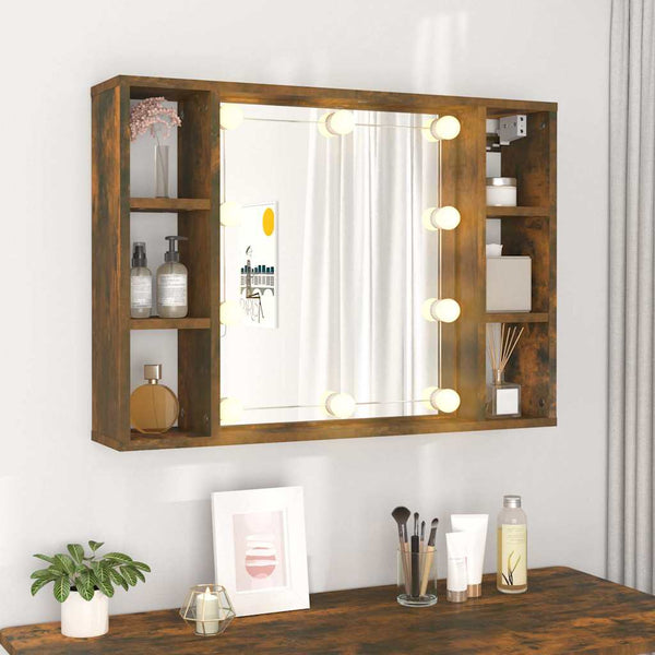 Spiegeleckschrank aus geräucherter Eiche mit LED-Beleuchtung Sergie 76x15x55cm