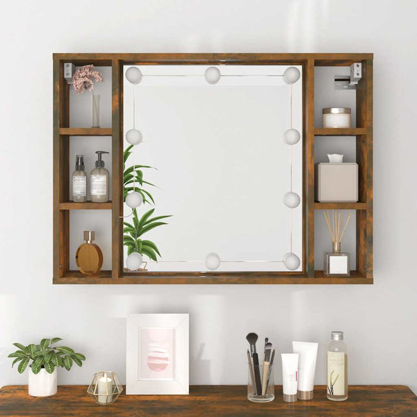 Spiegeleckschrank aus geräucherter Eiche mit LED-Beleuchtung Sergie 76x15x55cm