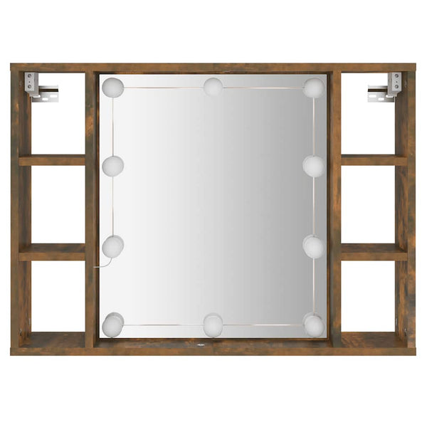 Spiegeleckschrank aus geräucherter Eiche mit LED-Beleuchtung Sergie 76x15x55cm