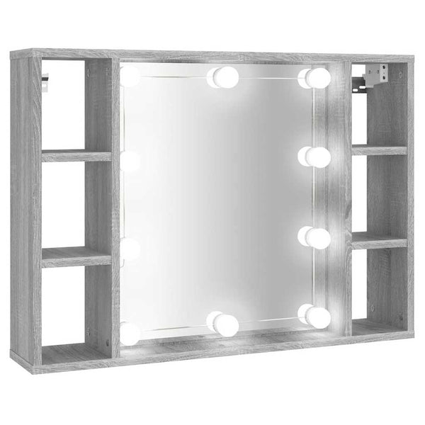 Grauer Spiegelschrank mit LED-Beleuchtung Sergie 76x15x55cm