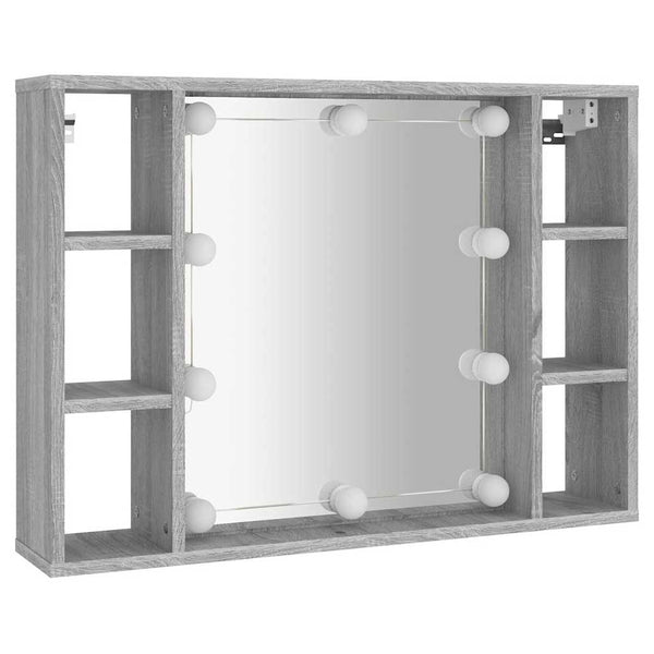 Grauer Spiegelschrank mit LED-Beleuchtung Sergie 76x15x55cm