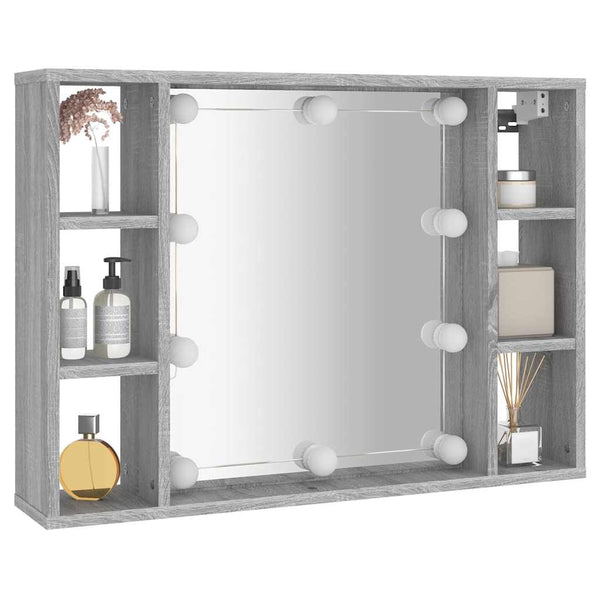 Grauer Spiegelschrank mit LED-Beleuchtung Sergie 76x15x55cm