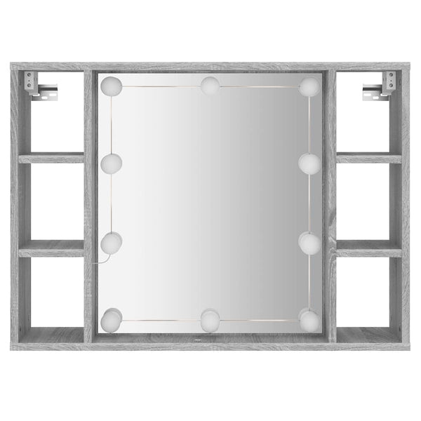 Grauer Spiegelschrank mit LED-Beleuchtung Sergie 76x15x55cm