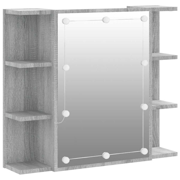 Grauer Spiegelschrank mit LED-Beleuchtung Roby 70x16,5x60cm