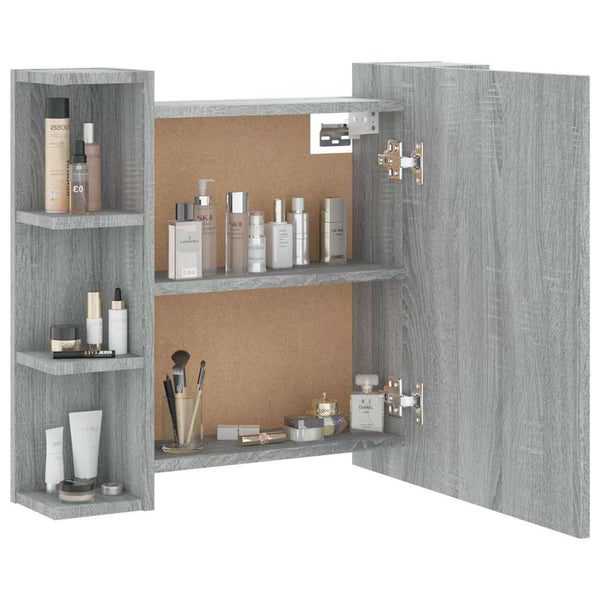 Grauer Spiegelschrank mit LED-Beleuchtung Roby 70x16,5x60cm