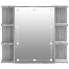Grauer Spiegelschrank mit LED-Beleuchtung Roby 70x16,5x60cm