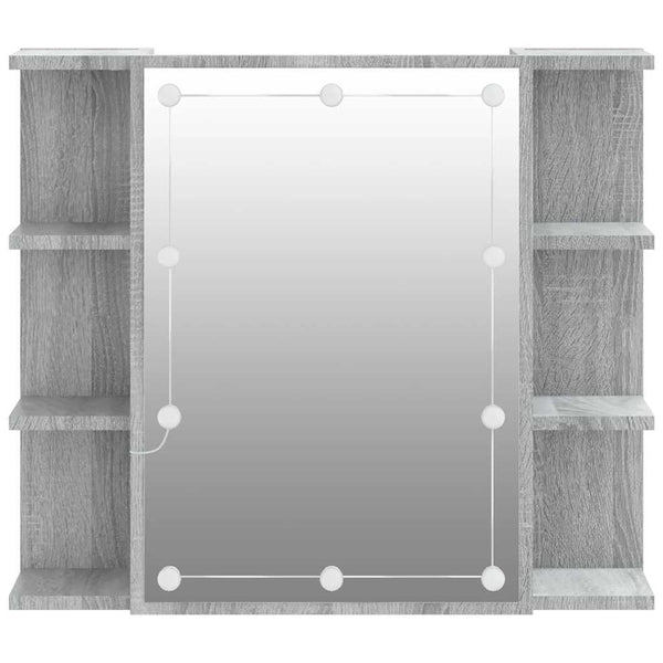 Grauer Spiegelschrank mit LED-Beleuchtung Roby 70x16,5x60cm
