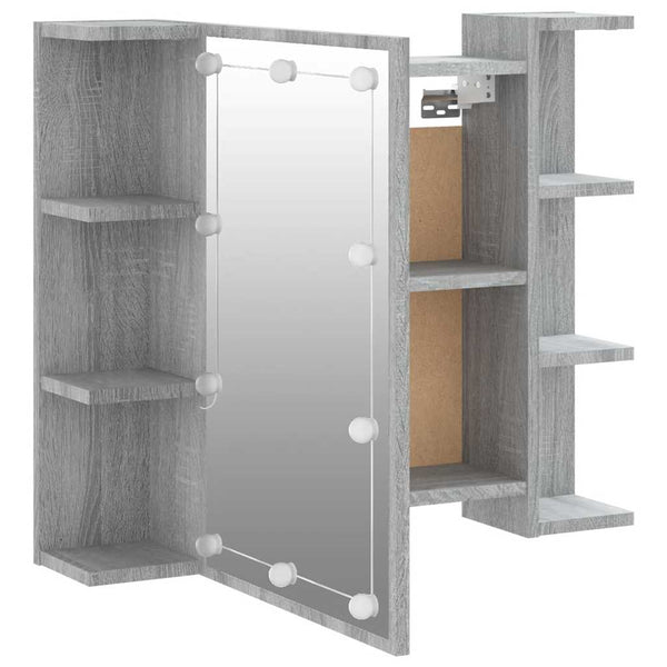 Grauer Spiegelschrank mit LED-Beleuchtung Roby 70x16,5x60cm
