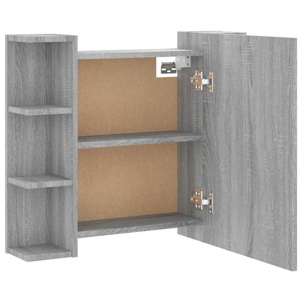 Grauer Spiegelschrank mit LED-Beleuchtung Roby 70x16,5x60cm