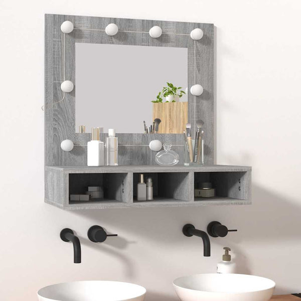 Grauer Spiegelschrank mit LED-Beleuchtung Bliznicov 60x31,5x62cm