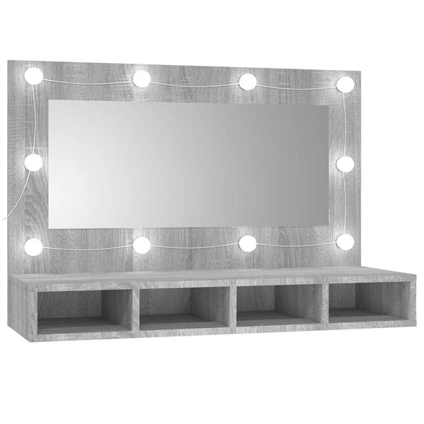 Grauer Spiegelschrank mit LED-Beleuchtung Mariusiana 90x31,5x62cm