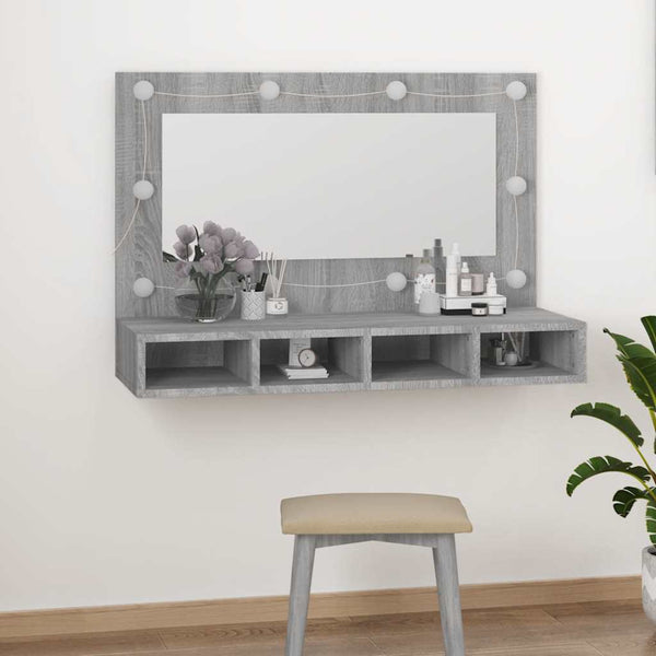 Grauer Spiegelschrank mit LED-Beleuchtung Mariusiana 90x31,5x62cm