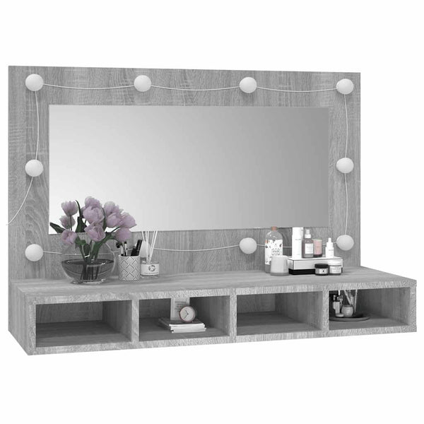 Grauer Spiegelschrank mit LED-Beleuchtung Mariusiana 90x31,5x62cm