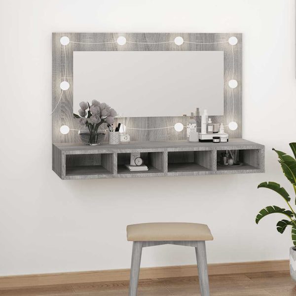 Grauer Spiegelschrank mit LED-Beleuchtung Mariusiana 90x31,5x62cm