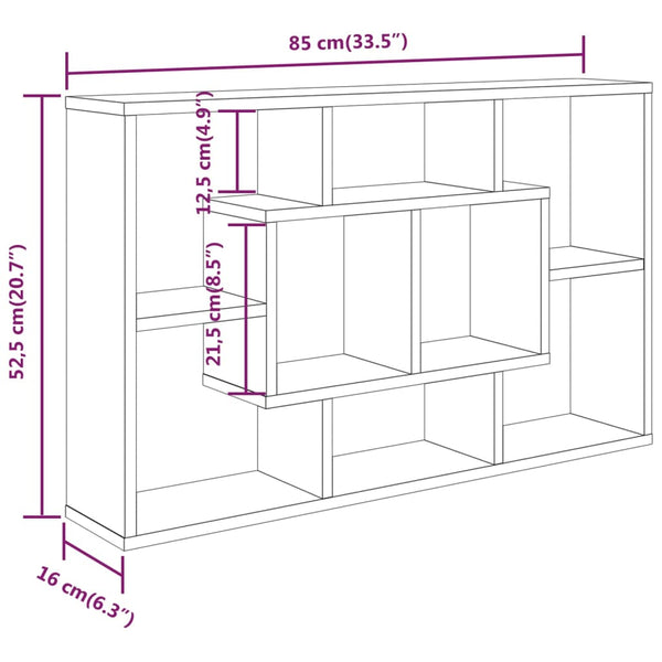 Harmaa seinähylly Welemer 85x16x52,5cm (puinen)