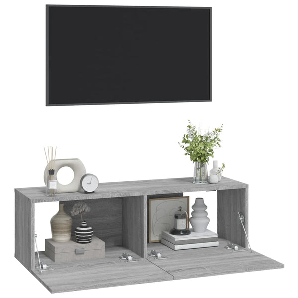 Graue TV-Wandschränke Concept 100x30x30cm (2 St., Sonoma, Holz)