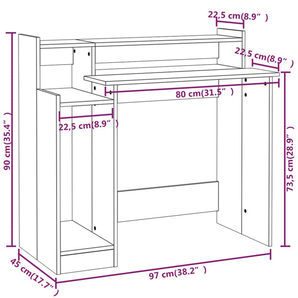 Savutammi työpöytä led-valoilla Algot 97x45x90cm (puinen)