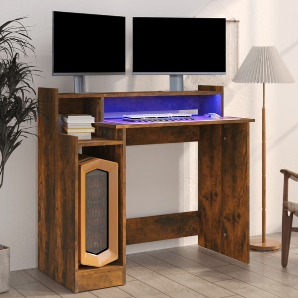 Savutammi työpöytä led-valoilla Algot 97x45x90cm (puinen)