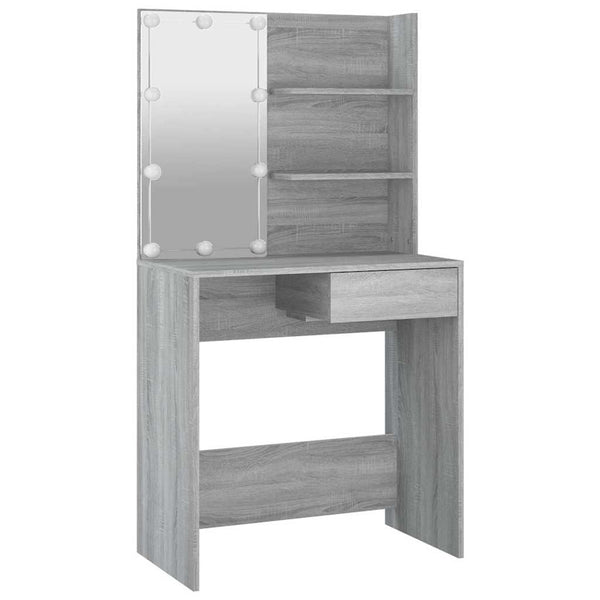Schminktisch Grau mit LED-Beleuchtung Flintoaca 74,5x40x141cm (Sonoma)