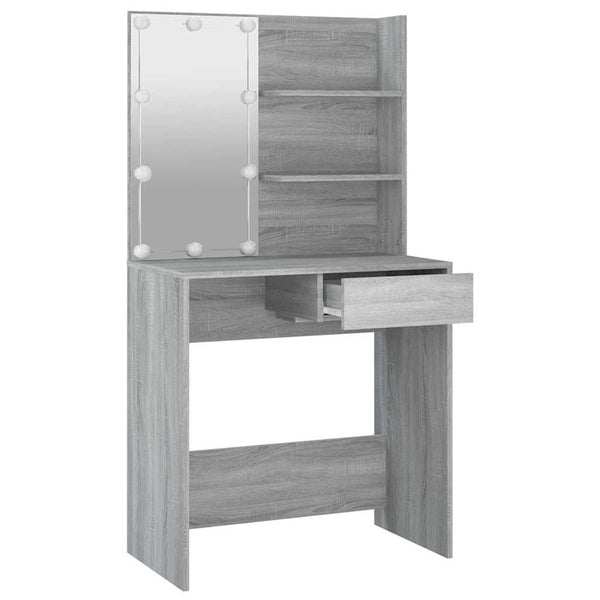 Schminktisch Grau mit LED-Beleuchtung Flintoaca 74,5x40x141cm (Sonoma)