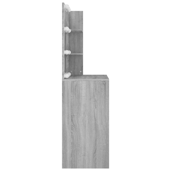 Schminktisch Grau mit LED-Beleuchtung Flintoaca 74,5x40x141cm (Sonoma)