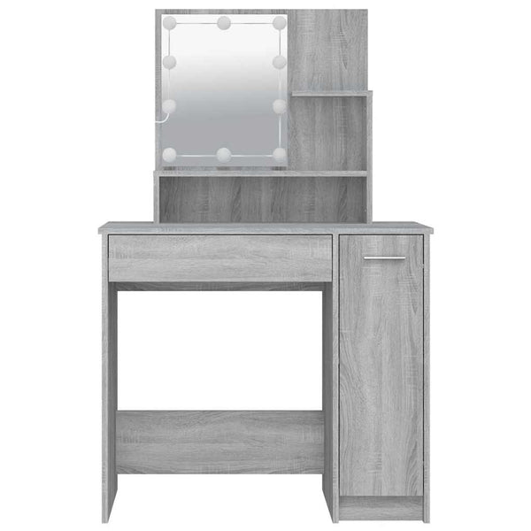 Grauer Schminktisch mit LED-Beleuchtung Gioni 86,5x35x136cm