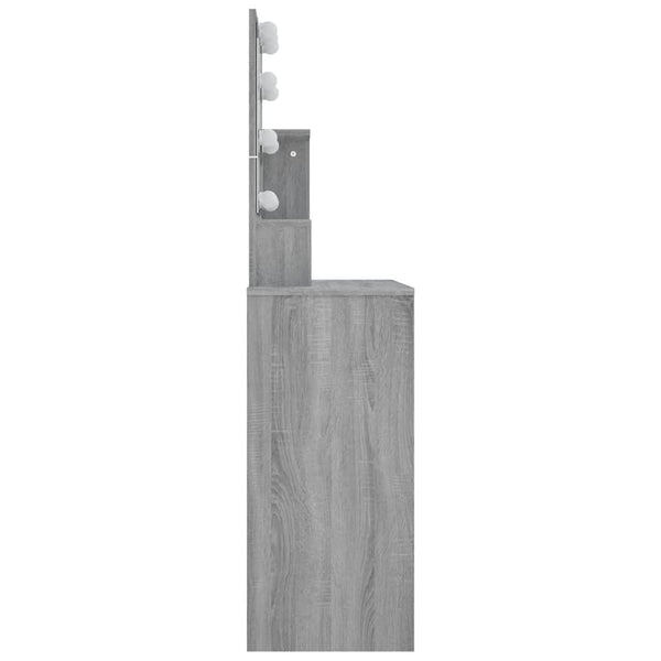 Grauer Schminktisch mit LED-Beleuchtung Gioni 86,5x35x136cm