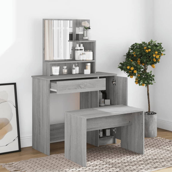 Grauer Schminktisch Simpronia 86,5x35x136cm (Sonoma)