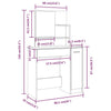 Grauer Schminktisch Simpronia 86,5x35x136cm (Sonoma)