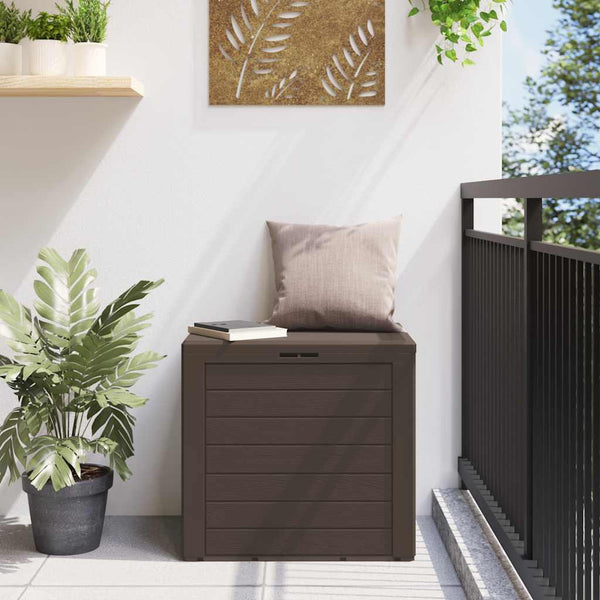 Braune Gartenaufbewahrungstruhe Elvera 58,5x46x55cm (Polypropylen)