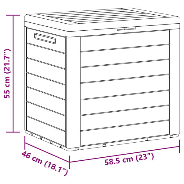 Braune Gartenaufbewahrungstruhe Elvera 58,5x46x55cm (Polypropylen)