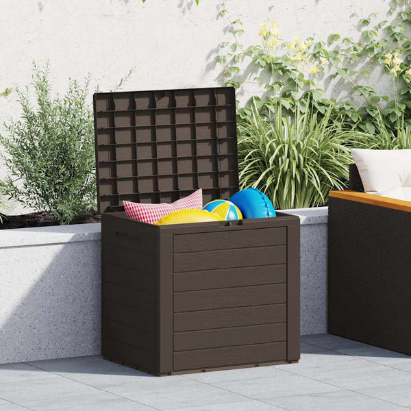 Braune Gartenaufbewahrungstruhe Elvera 58,5x46x55cm (Polypropylen)