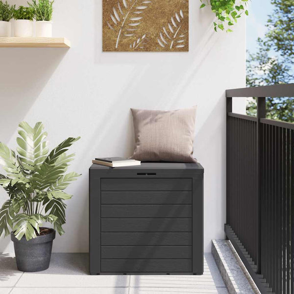 Anthrazitfarbene Garten-Truhenbox Elvera 58,5x46x55cm (Polypropylen)