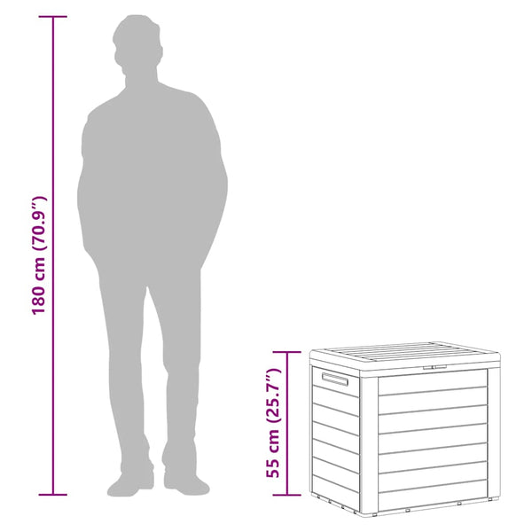 Anthrazitfarbene Garten-Truhenbox Elvera 58,5x46x55cm (Polypropylen)