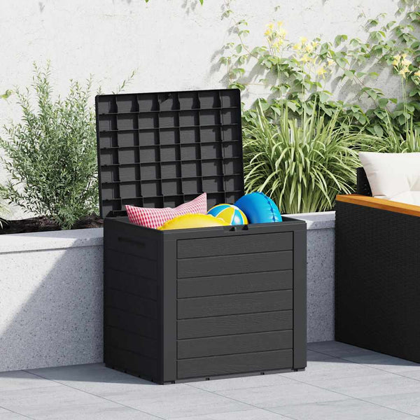 Anthrazitfarbene Garten-Truhenbox Elvera 58,5x46x55cm (Polypropylen)