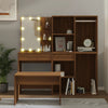Schminktisch-Set Viorian aus brauner Eiche (mit LED-Beleuchtung, Holz)