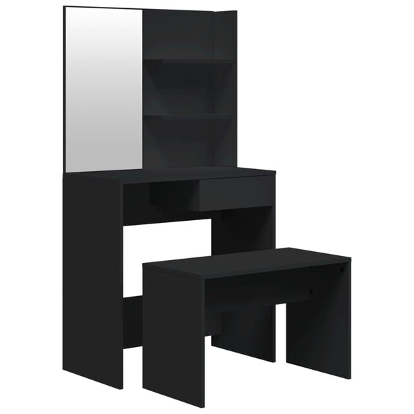 Schminktischset Thasse schwarz 74,5x40x141cm