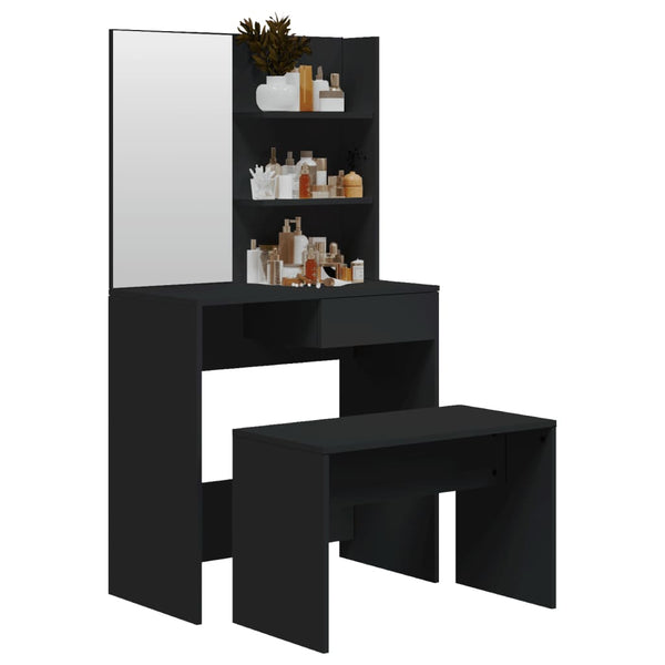 Schminktischset Thasse schwarz 74,5x40x141cm