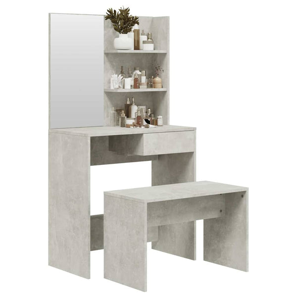 Schminktisch-Set Thasse, betongrau, 74,5x40x141cm