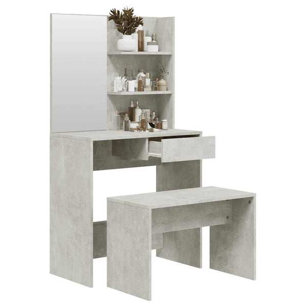 Schminktisch-Set Thasse, betongrau, 74,5x40x141cm