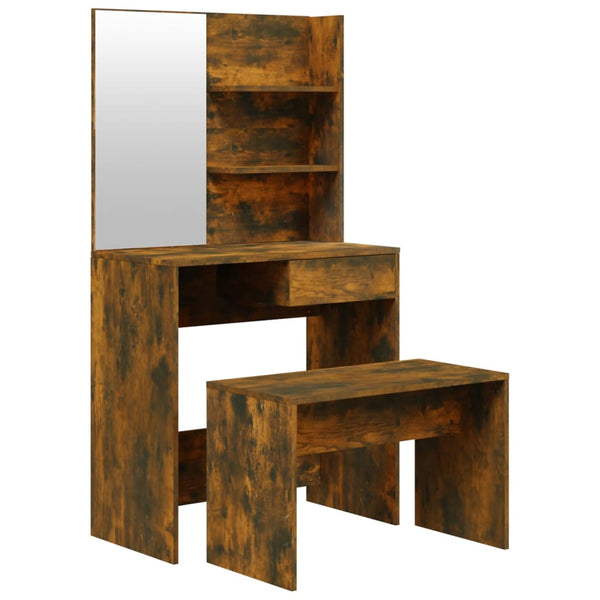 Räuchereiche Schminktisch-Set Thasse 74,5x40x141cm
