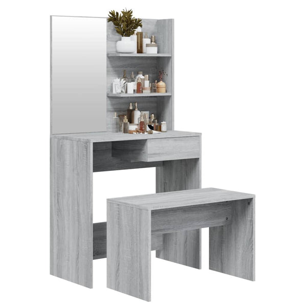 Graues Schminktisch-Set Thasse 74,5x40x141cm