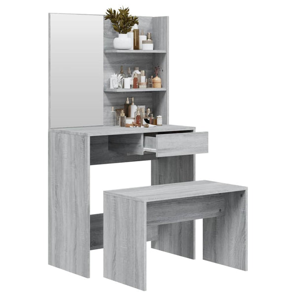 Graues Schminktisch-Set Thasse 74,5x40x141cm