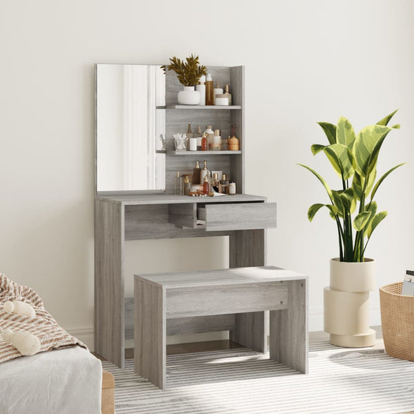 Graues Schminktisch-Set Thasse 74,5x40x141cm